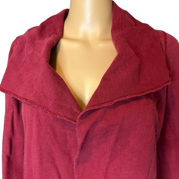 Lucky Brand Womens Open Cardigan Size XS Burgundy Mid Length Pockets Collared - Picture 4 of 15
